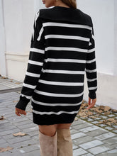 Devine Quarter Zip Striped Long Sleeve Sweater Dress OutfitFlow